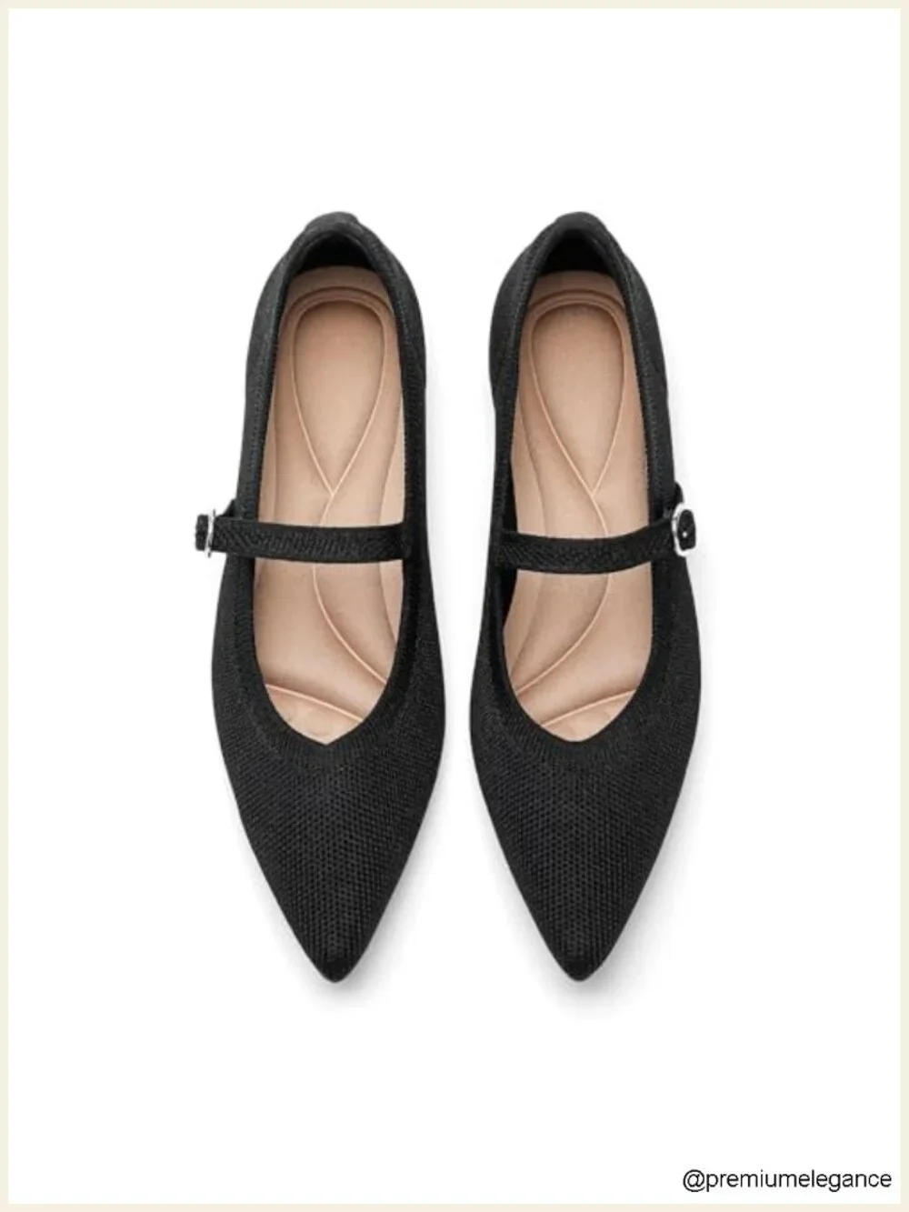 Pointed Toe Knit Ballet Flats with Adjustable Ankle Strap